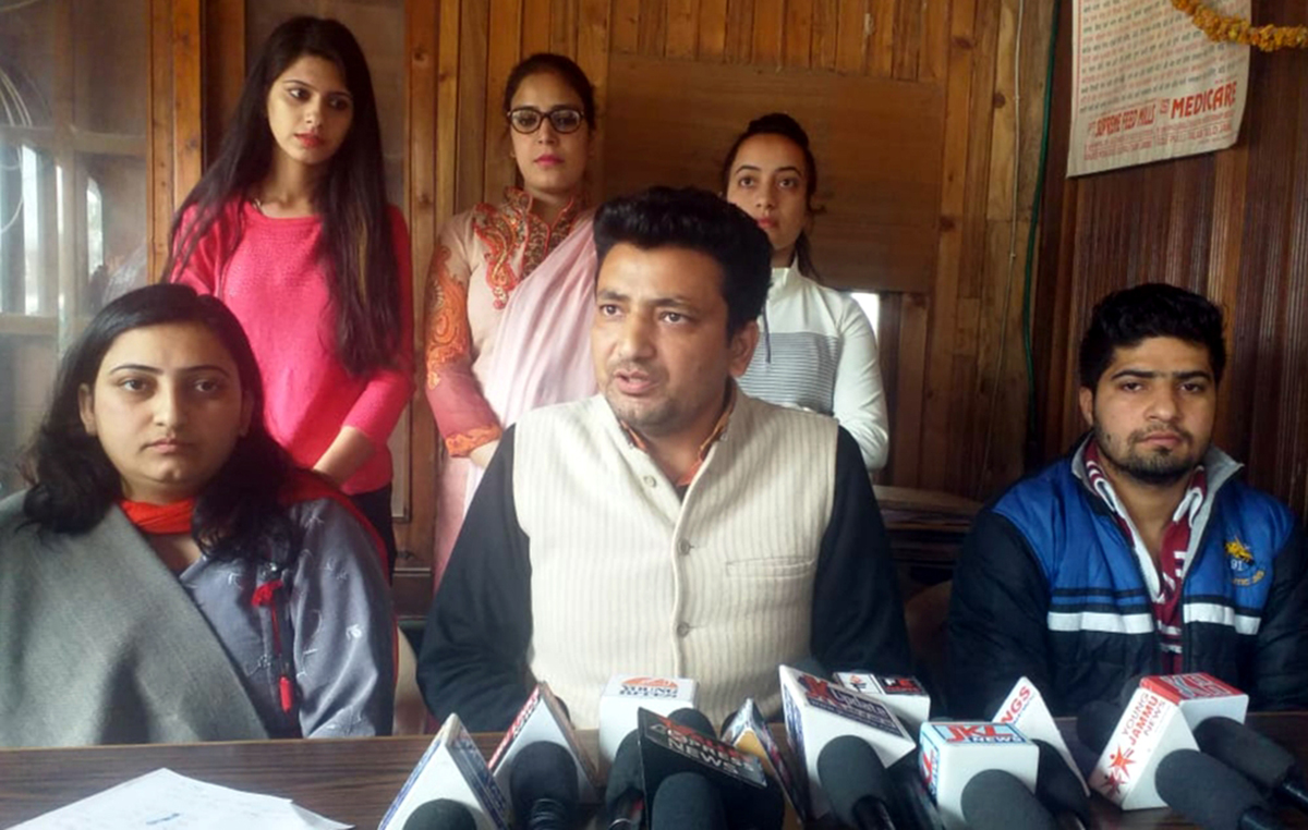 Puneet Singh Jamwal addressing a press conference at Jammu on Sunday. Puneet Singh Jamwal addressing a press conference at Jammu on Sunday.