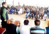 Senior Cong leader Jugal Kishore addressing workers’ meeting at Pouni in Reasi.