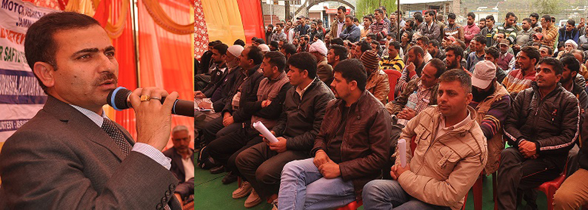 RTO Jammu addressing awareness camp at Ramban on Sunday. RTO Jammu addressing awareness camp at Ramban on Sunday.