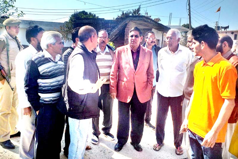 Jammu Municipal Corporation Mayor, Chander Mohan Gupta during a visit to Ward No. 73 on Friday. Jammu Municipal Corporation Mayor, Chander Mohan Gupta during a visit to Ward No. 73 on Friday.