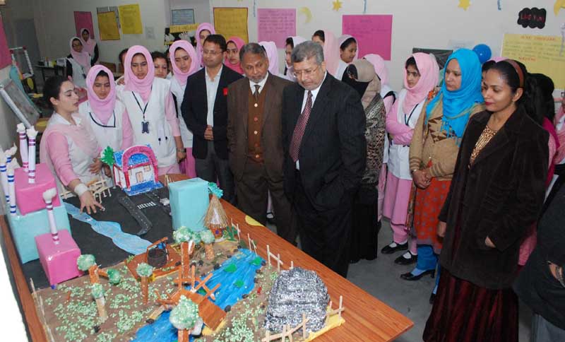 VC looking at a model during Health Exhibition at BGSBU college of Nursing Rajouri on Wednesday. VC looking at a model during Health Exhibition at BGSBU college of Nursing Rajouri on Wednesday.