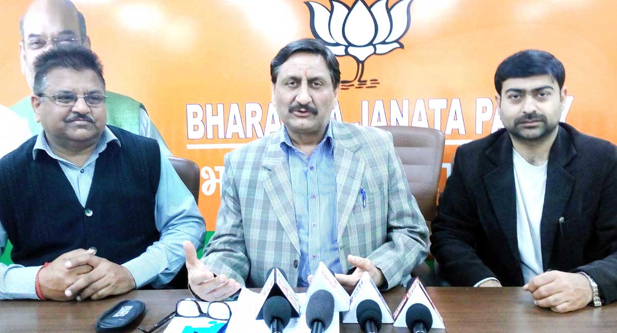BJP leaders at a press conference at Jammu on Monday. BJP leaders at a press conference at Jammu on Monday.