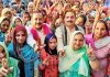 Union Minister Dr Jitendra Singh conducting Panchayat-level campaign at different spots in Basohli Assembly segment, on Tuesday.