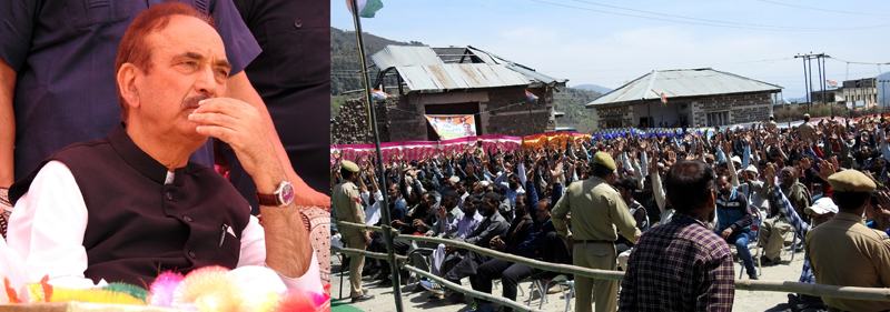 Ghulam Nabi Azad addressing a public meeting at Kotranka in Rajouri on Tuesday. -Excelsior/Amit Sharma Ghulam Nabi Azad addressing a public meeting at Kotranka in Rajouri on Tuesday. -Excelsior/Amit Sharma