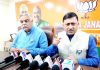 BJP leaders at a press conference at Jammu on Friday.