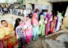 Long queues of voters at Suchetgarh close to International Border in Jammu district on Thursday. -Excelsior/Rakesh