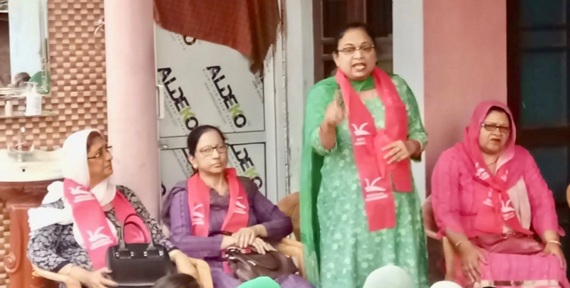 Provincial NC Women Wing President, Satwant Kaur Dogra addressing a meeting on Sunday. Provincial NC Women Wing President, Satwant Kaur Dogra addressing a meeting on Sunday.