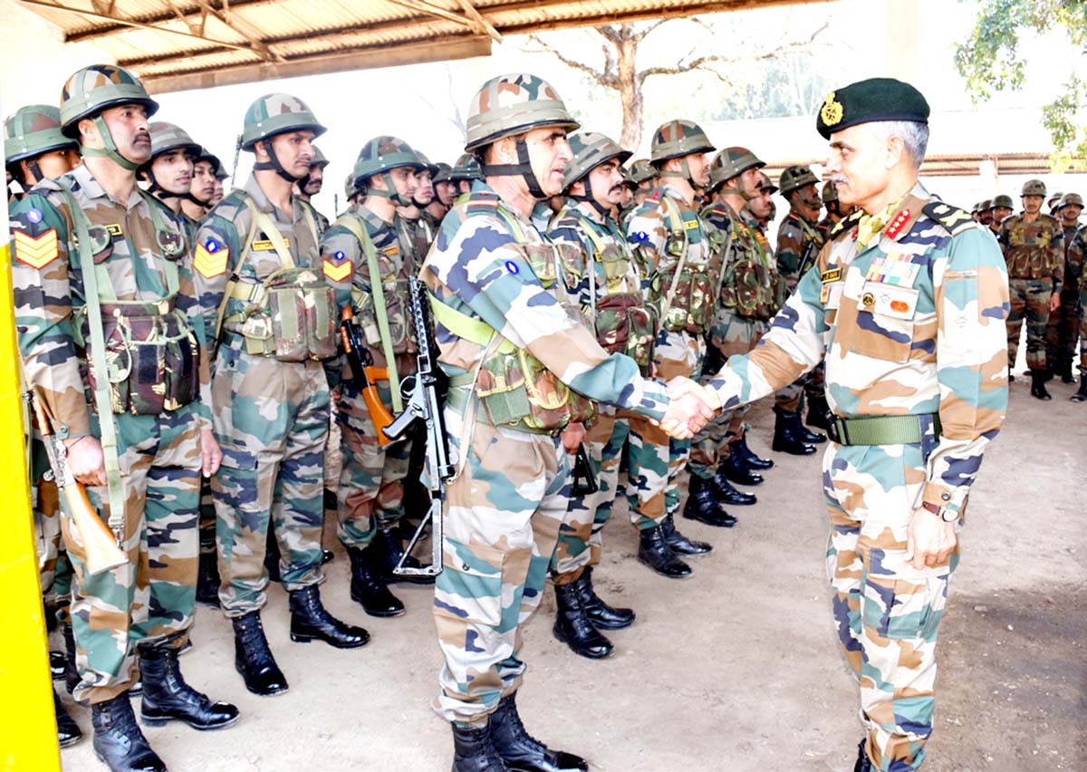 Lt Gen J S Nain interacting with troops during his visit at Tiger Division. Lt Gen J S Nain interacting with troops during his visit at Tiger Division.