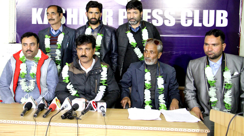 Jammu and Kashmir Awami Forum addressing a press conference in Srinagar on Tuesday. —Excelsior/Shakeel Jammu and Kashmir Awami Forum addressing a press conference in Srinagar on Tuesday. —Excelsior/Shakeel