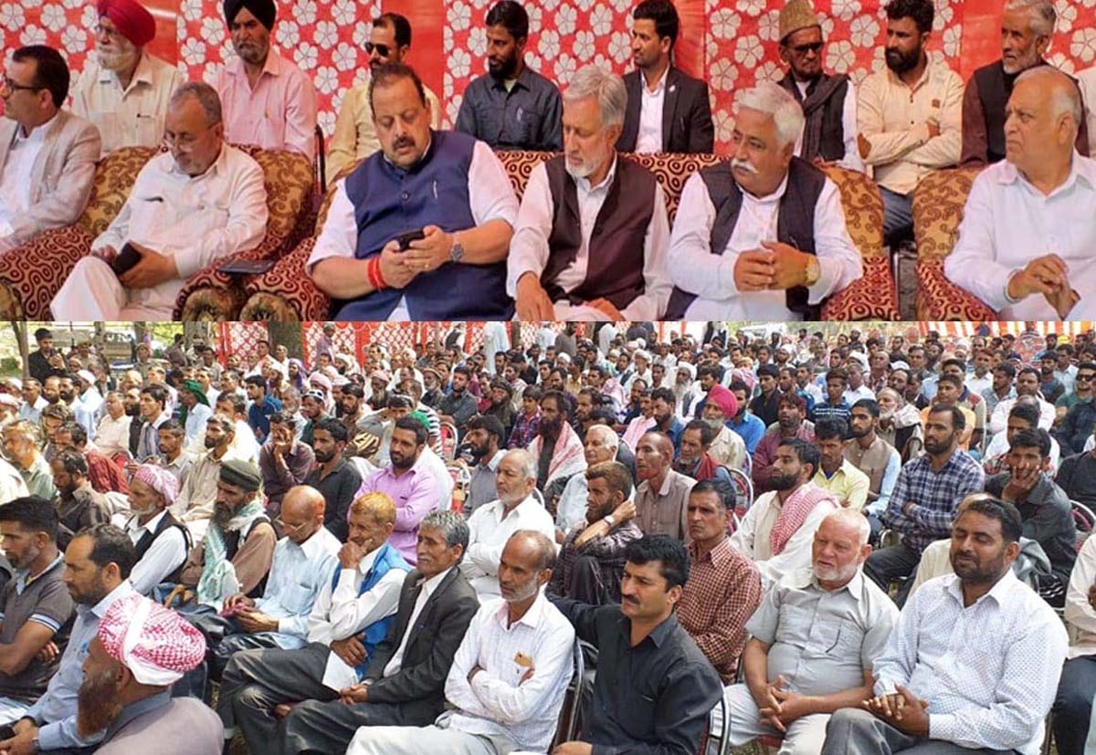 National Conference leaders at party workers rally at Kalakote in Rajouri district on Friday. National Conference leaders at party workers rally at Kalakote in Rajouri district on Friday.