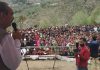 AICC leader Ghulam Nabi Azad addressing election rally in Doda on Sunday.