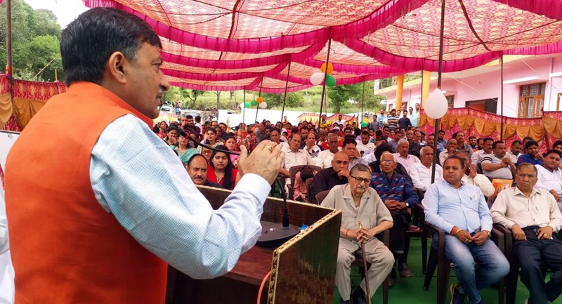 MLC Vibodh Gupta addressing a function at Rajouri on Sunday. MLC Vibodh Gupta addressing a function at Rajouri on Sunday.