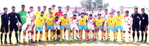 Winners of Goa FC players posing alongwith dignitaries and officials at SMVDSB sports complex at Katra. Winners of Goa FC players posing alongwith dignitaries and officials at SMVDSB sports complex at Katra.