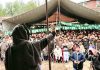 PDP president Mehbooba Mufti addressing a rally in Budgam on Tuesday.