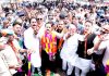 Union Minister Dr Jitendra Singh campaigning in far-flung areas of Gulabgarh and Gool-Arnas Assembly segments, on Monday. -Excelsior/Rakesh