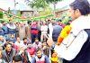 JKPCC President GA Mir addressing a gathering at Dooru in Anantnag on Sunday. -Excelsior/Sajad Dar