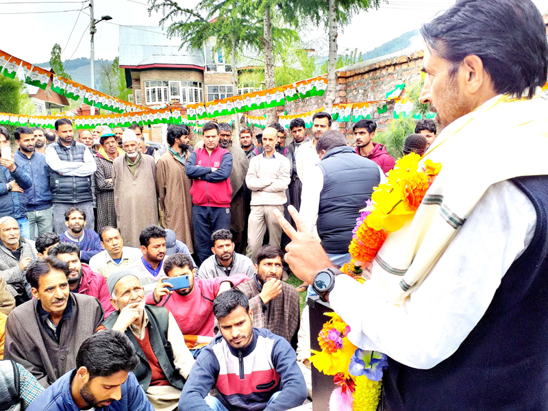 page5 JKPCC President GA Mir addressing a gathering at Dooru in Anantnag on Sunday. -Excelsior/Sajad Dar