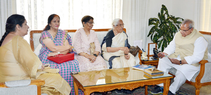 Governor Satya Pal Malik meeting a delegation of Vasudhaiva Kutumbakam Welfare Society on Monday. Governor Satya Pal Malik meeting a delegation of Vasudhaiva Kutumbakam Welfare Society on Monday.