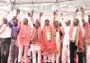 MP, Jugal Kishore Sharma with party leaders during campaigning in Jammu on Monday.