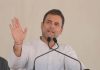 AICC President Rahul Gandhi addressing a joint Parivartana Samavesh Rally of Congress and JD (S), in Kolar on Saturday. (UNI)