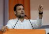 Congress President Rahul Gandhi addressing an election rally at P M Ground, Panchgram in Hailakandi District of Assam on Tuesday. (UNI)