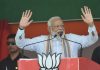 Prime Minister Narendra Modi addressing an election rally, ahead of the 5th phase of LOk Sabha p[olls in Muzaffarpur on Tuesday. (UNI)