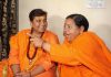 BJP candidate from Bhopal seat Sadhvi Pragya Singh Thakur meets Union Minister and senior party leader Uma Bharti at the latter's residence in Bhopal, ahead of the Lok Sabha polls.