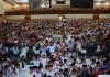 Participants during a special yoga programme at Jammu on Saturday.
