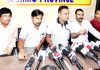 PHE Employees United Front leader Navdeep Singh and others at a press conference in Jammu on Friday. -Excelsior/Rakesh