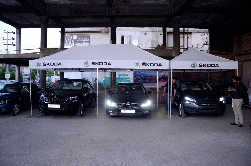 Skoda cars on display during a function at Jammu on Tuesday. Skoda cars on display during a function at Jammu on Tuesday.