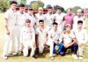 Players of KCCC posing for a group photograph after registering big win over FCC in Jammu on Saturday.