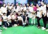 Mothers of MMI students posing along with Directors and other dignitaries during Annual Fitness Day celebration at school premises in Jammu.