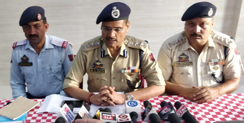 SSP Traffic (Rural) M L Kaith addressing a press conference in Kathua on Thursday. SSP Traffic (Rural) M L Kaith addressing a press conference in Kathua on Thursday.