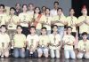 Winners of 9th J&K State Level Prize competition posing for photograph with former DyCM Kavinder Gupta and others at Jammu on Sunday.