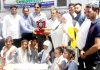 Winners being honoured by the chief guest and other dignitaries at Bhaderwah on Monday.