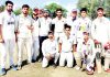 Emerging XI players posing for a group photography after registring win in Jammu on Saturday.