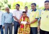 Young Wrestler Ashok Singh being honoured in Reasi.