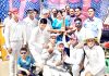 Mayor JMC Chander Mohan Gupta, Deputy Mayor Advocate Purnima Sharma and others presenting title trophy to winning team at Jammu.