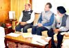 Governor Satya Pal Malik meeting with delegation of Kashmir Hotel Association on Monday.