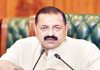 Union Minister Dr Jitendra Singh interacting with media persons on Monday.