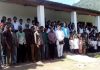 Students and villagers protesting for teachers at Govt High School Sadhota on Saturday.
