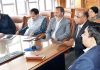 Advisor Vijay Kumar chairing a meeting at Srinagar on Monday.