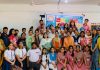 Members of Gandhian organizations with representatives of various schools participating in UN Sustainable Goals review meeting.