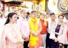 State President BJP Ravinder Raina, Ex-Deputy CM Kavinder Gupta and others during inauguration of Armonia Showroom at Channi Himmat, Jammu on Sunday.