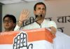 Congress President Rahul Gandhi addressing an election rally at Uttar Pradesh on Wednesday. (UNI)