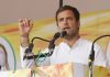 Congress President Rahul Gandhi addressing an election rally at Bargari Stadium, in Faridkot, Punjab on Wednesday. (UNI)
