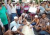 PHE workers protesting at Kathua on Thursday. — Excelsior / Pardeep