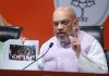 BJP National President Amit Shah addressing a press conference on violence during his national election campaign in West Bengal on Tuesday, in New Delhi on Wednesday. (UNI)