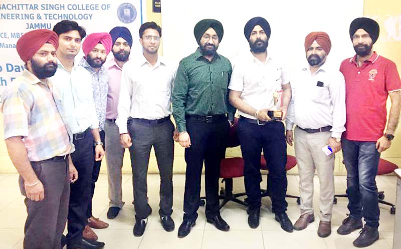 Director, CAD Point, Navjot Singh posing with faculty members of MBSCET. Director, CAD Point, Navjot Singh posing with faculty members of MBSCET.