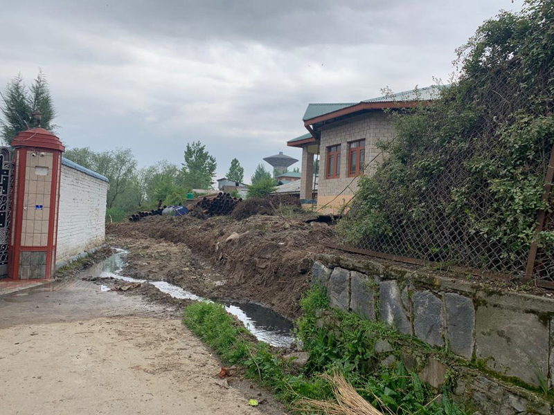 A portion of the demolished boundary wall of the PHE office in HMT Srinagar. A portion of the demolished boundary wall of the PHE office in HMT Srinagar.